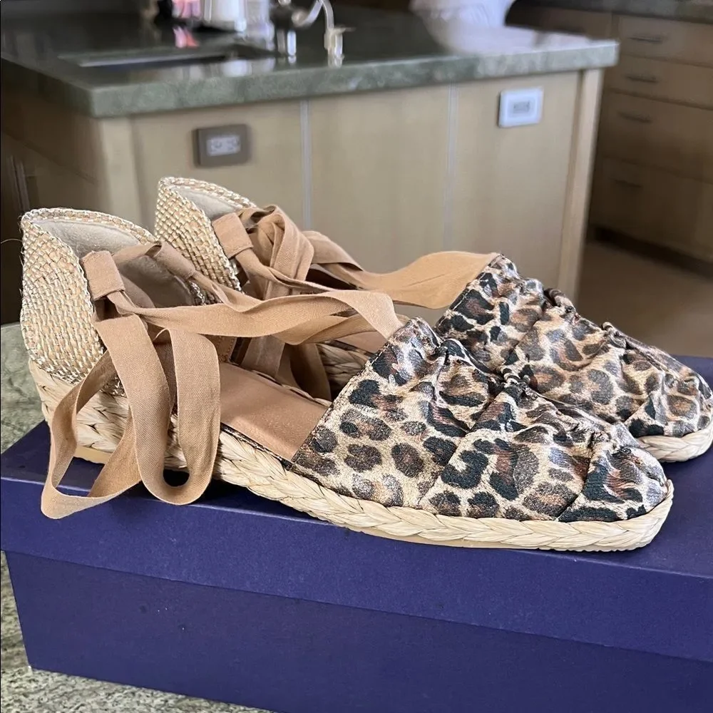 Stuart Weitzman Tan leopard pinup and Black Espadrilles 8